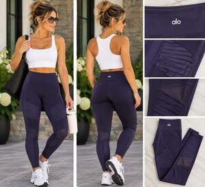 Alo Yoga High-Waisted Moto Leggings, Navy, Medium